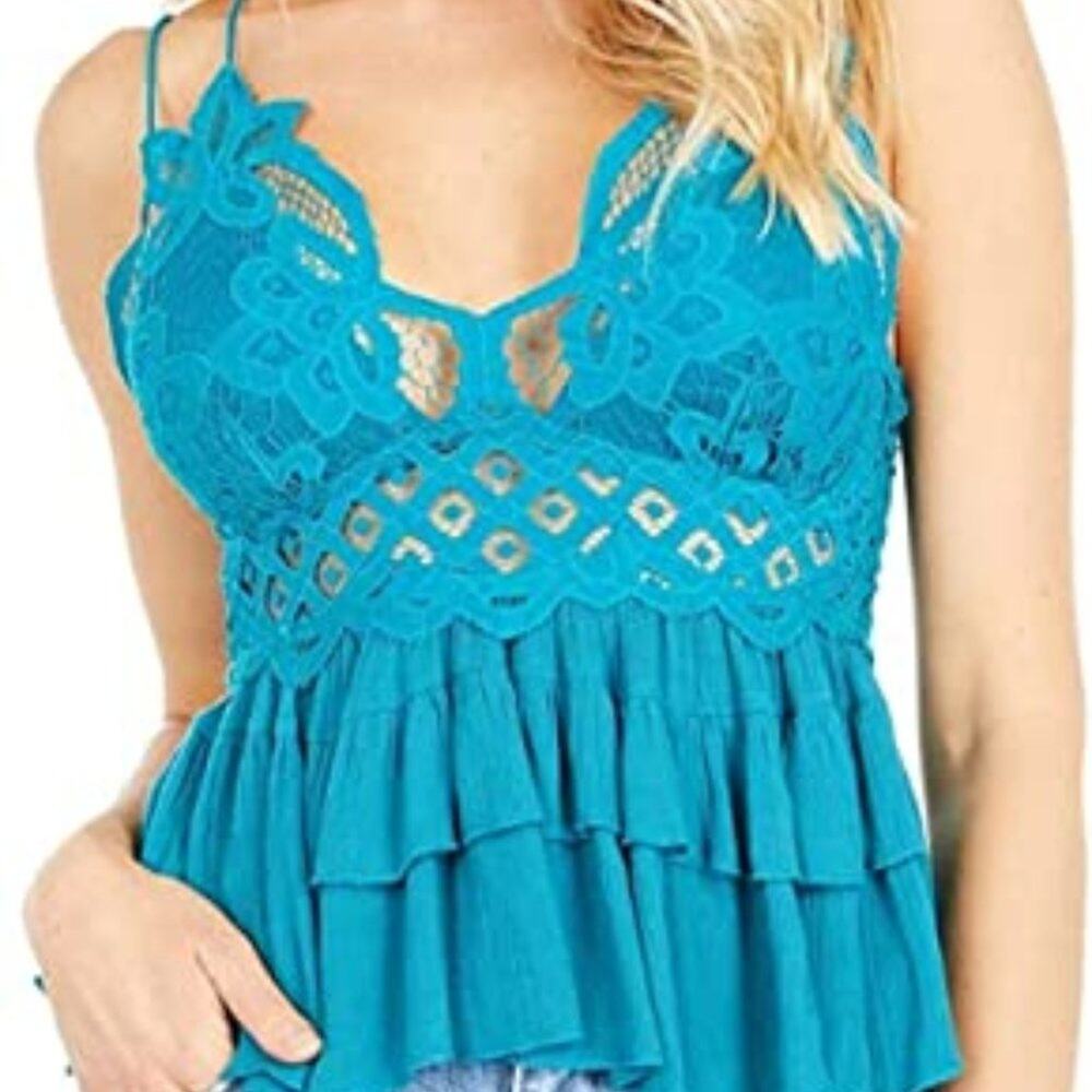 Free People Adella Camisole Turquoise XS